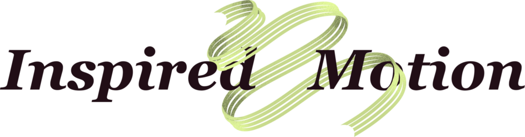 The words "Inspired Motion" with a swirly green ribbon running through the centre.